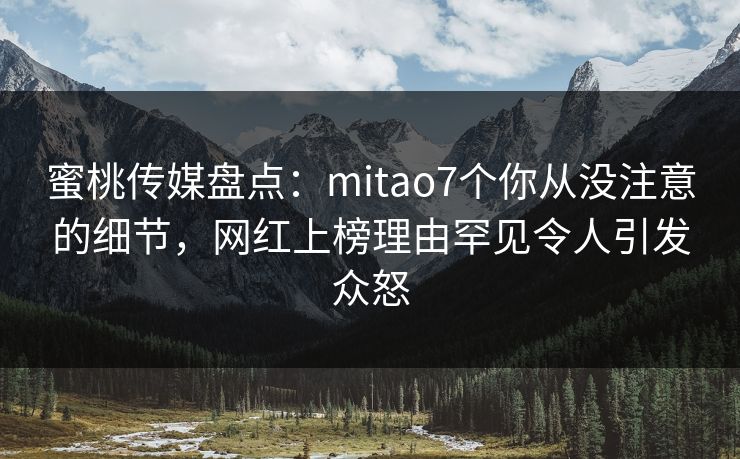 蜜桃传媒盘点：mitao7个你从没注意的细节，网红上榜理由罕见令人引发众怒