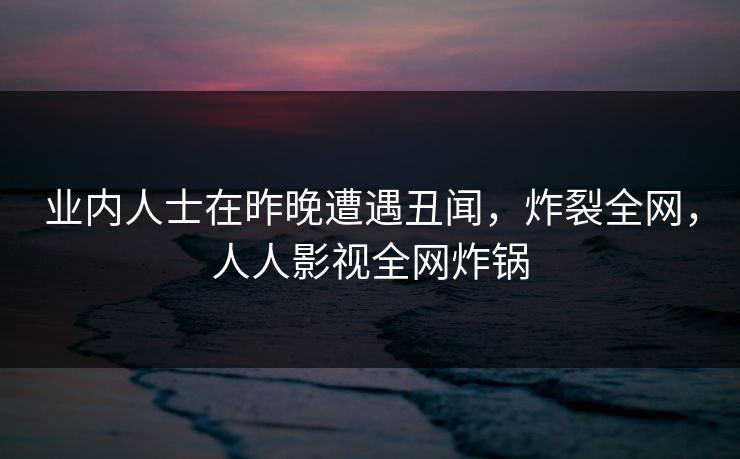 业内人士在昨晚遭遇丑闻，炸裂全网，人人影视全网炸锅