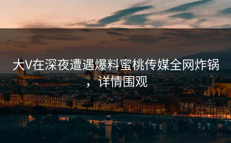 大V在深夜遭遇爆料蜜桃传媒全网炸锅，详情围观