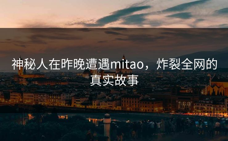 神秘人在昨晚遭遇mitao，炸裂全网的真实故事