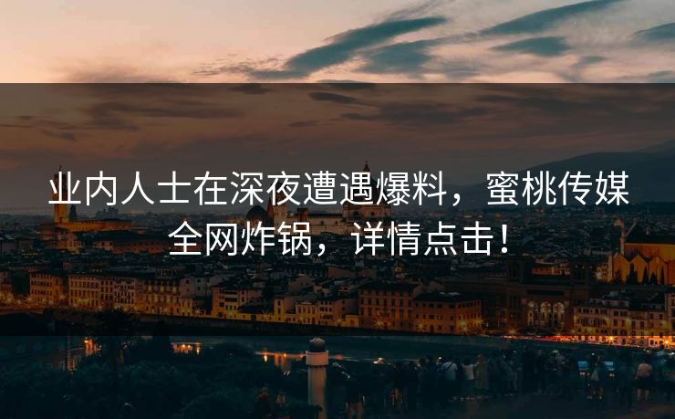 业内人士在深夜遭遇爆料,蜜桃传媒全网炸锅,详情点击! 业内人士在深夜遭遇爆料,蜜桃传媒全网炸锅,详情点击!