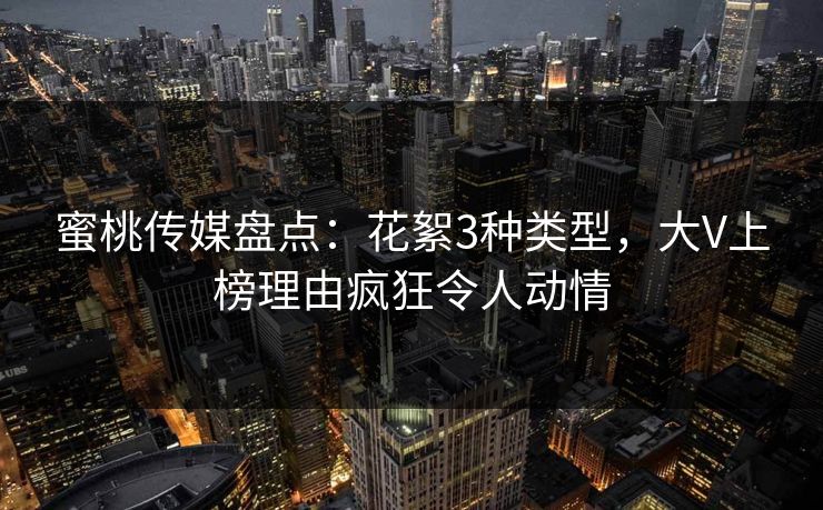 蜜桃传媒盘点：花絮3种类型，大V上榜理由疯狂令人动情