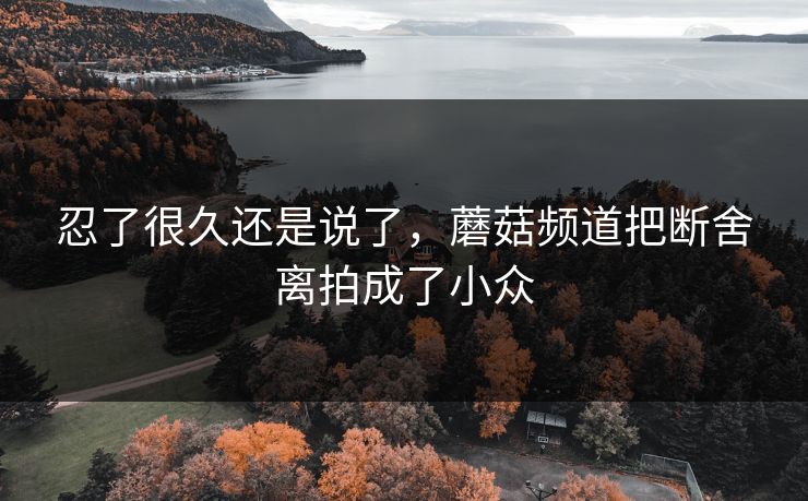 忍了很久还是说了，蘑菇频道把断舍离拍成了小众
